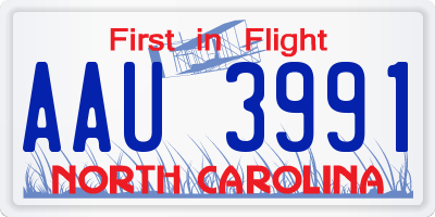 NC license plate AAU3991