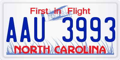 NC license plate AAU3993