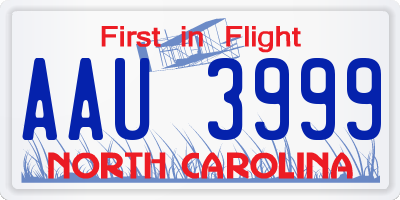 NC license plate AAU3999