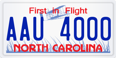 NC license plate AAU4000