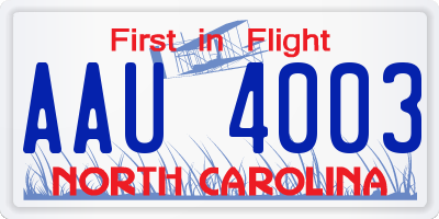 NC license plate AAU4003