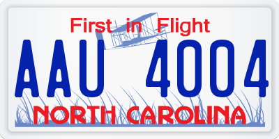 NC license plate AAU4004