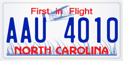 NC license plate AAU4010