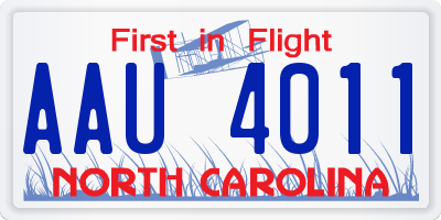 NC license plate AAU4011