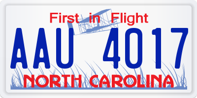 NC license plate AAU4017