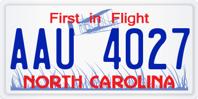 NC license plate AAU4027