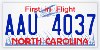 NC license plate AAU4037
