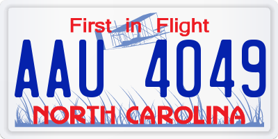NC license plate AAU4049