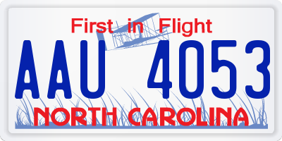 NC license plate AAU4053