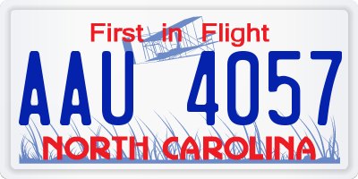 NC license plate AAU4057