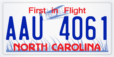 NC license plate AAU4061