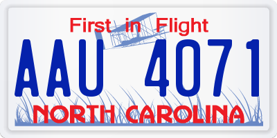 NC license plate AAU4071