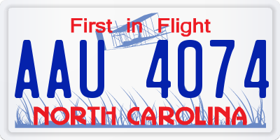 NC license plate AAU4074