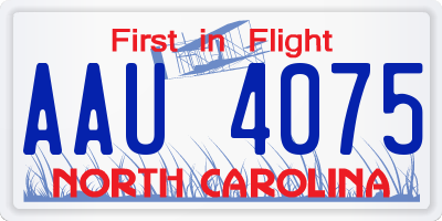 NC license plate AAU4075
