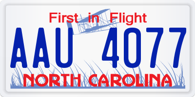 NC license plate AAU4077