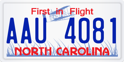 NC license plate AAU4081