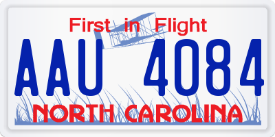 NC license plate AAU4084
