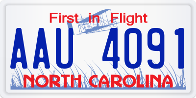 NC license plate AAU4091