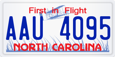 NC license plate AAU4095