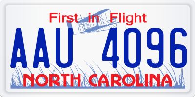 NC license plate AAU4096