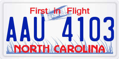 NC license plate AAU4103