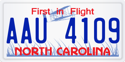 NC license plate AAU4109