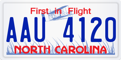 NC license plate AAU4120