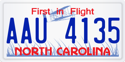 NC license plate AAU4135