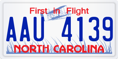 NC license plate AAU4139