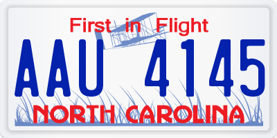 NC license plate AAU4145