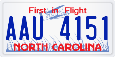 NC license plate AAU4151