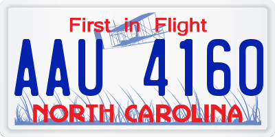 NC license plate AAU4160