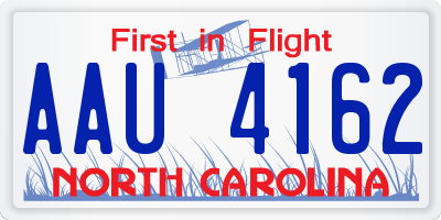 NC license plate AAU4162