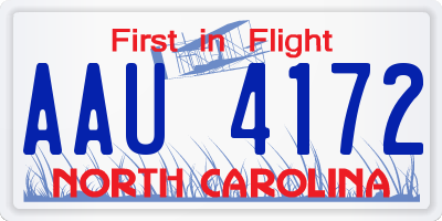 NC license plate AAU4172