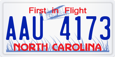 NC license plate AAU4173