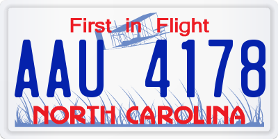 NC license plate AAU4178