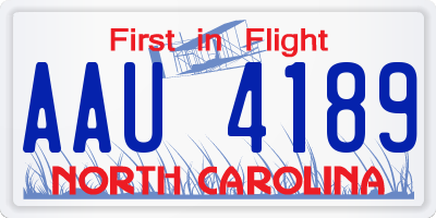 NC license plate AAU4189