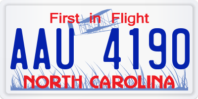 NC license plate AAU4190