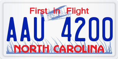 NC license plate AAU4200
