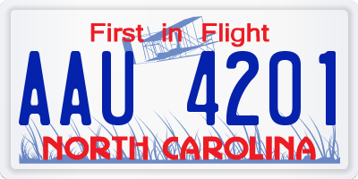 NC license plate AAU4201