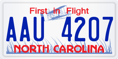 NC license plate AAU4207