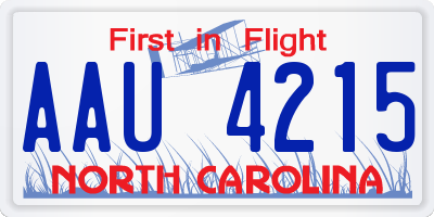 NC license plate AAU4215