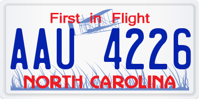 NC license plate AAU4226