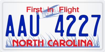 NC license plate AAU4227