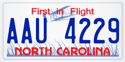 NC license plate AAU4229