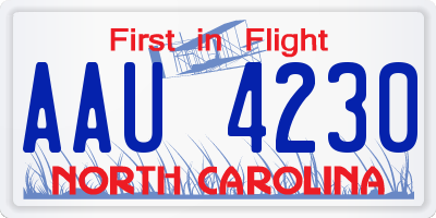 NC license plate AAU4230
