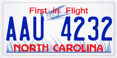 NC license plate AAU4232