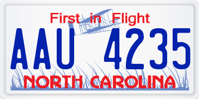 NC license plate AAU4235