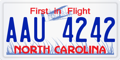 NC license plate AAU4242
