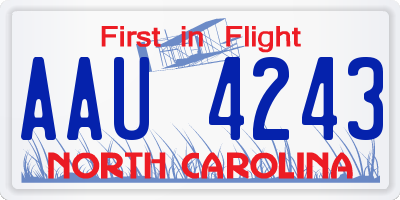 NC license plate AAU4243